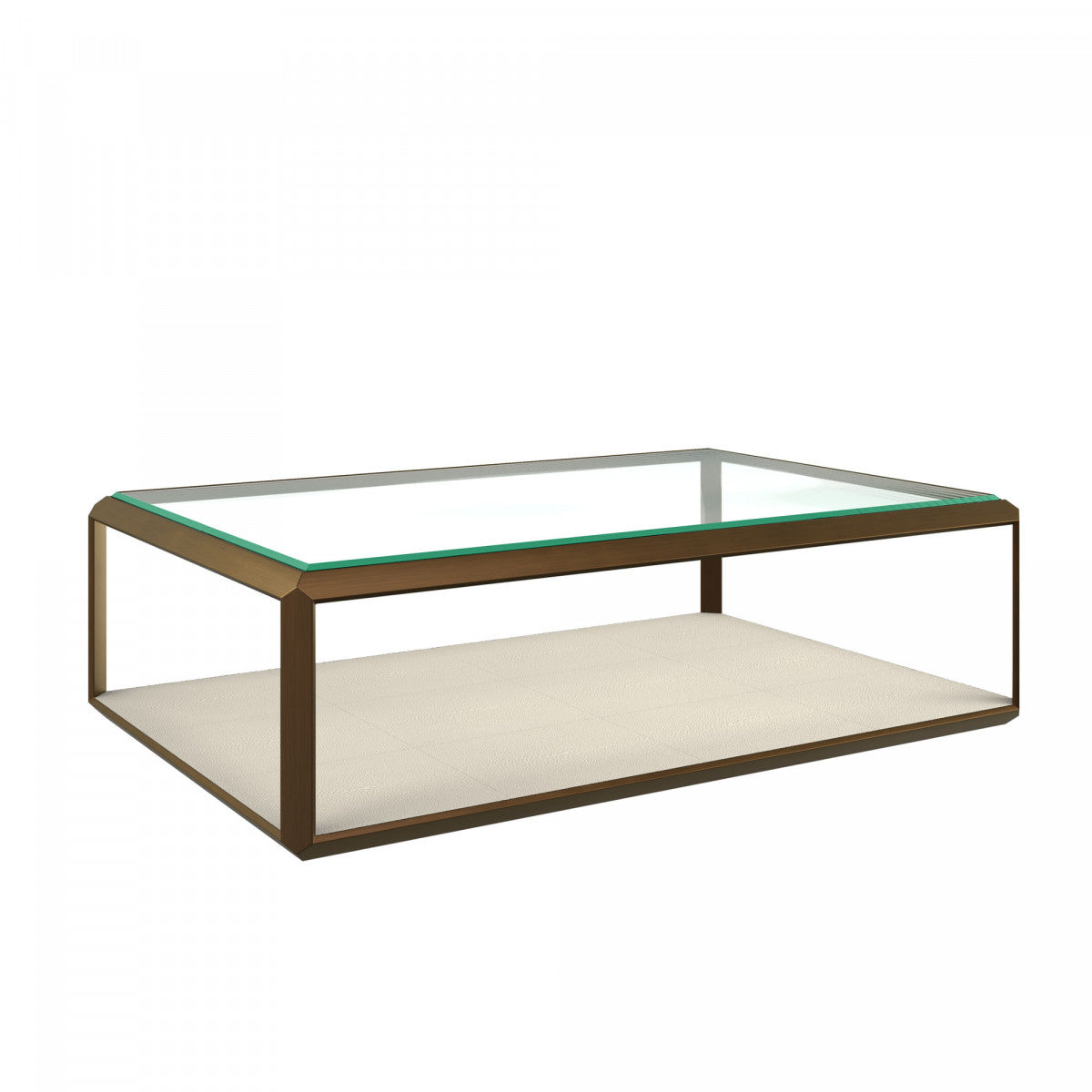 DI Designs Elmley Ivory Shagreen Brass & Clear Glass Rectangle Coffee Table